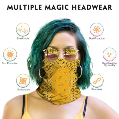 Venswell Neck Gaiter Face Mask Men Women,Seamless Bandana Rave Face Cover Scarf Mask,Balaclava,Headband, Head Wrap,Headwear - color: A-women Paisley