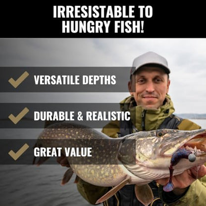 LUNKERHUNT Deep Diving Crankbaits – 4-Pack | Premium Hard Bait Fishing Lures for Bass, Walleye & Saltwater | Ideal for Deep Water Action - color: 4-Pack Mixed Water