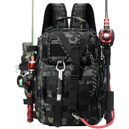 Fishing Tackle Backpack, Military Tactical Backpack Tactical Sling Backpack Bag Fishing Tackle Storage Bag Fish Gear Bag Molle Assault Pack Tactical Hiking Rucksack(Green) - color: Green