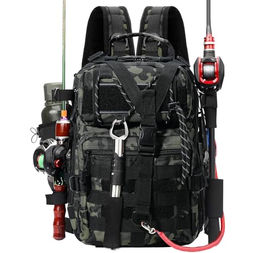 Fishing Tackle Backpack, Military Tactical Backpack Tactical Sling Backpack Bag Fishing Tackle Storage Bag Fish Gear Bag Molle Assault Pack Tactical Hiking Rucksack(Green) - color: Green