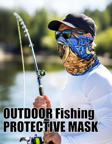 JHYWELL Cooling Neck Gaiter Face Mask, UV Protection Masks Gator, Windproof Bandana for Skiing, Fishing, Hiking, Cycling - color: Fish Waves