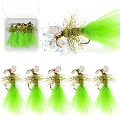 Fly Fishing Poppers Fly Fishing Dry Flies Topwater Fishing Lures Bass Popper Flies Bugs Lures Panfish Bait Fly Trout Bobber Flies Kit for Bass Trout Panfish Bluegill Salmon - color: C: 5pcs Hand Tied Fly Fishing Flies