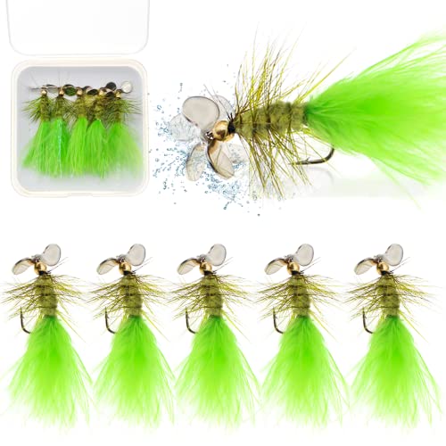 Fly Fishing Poppers Fly Fishing Dry Flies Topwater Fishing Lures Bass Popper Flies Bugs Lures Panfish Bait Fly Trout Bobber Flies Kit for Bass Trout Panfish Bluegill Salmon - color: C: 5pcs Hand Tied Fly Fishing Flies