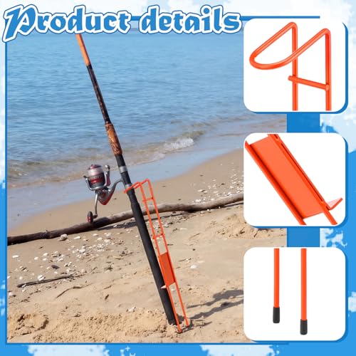 2 Set Blaze Bank Fishing Rod Holders Heavy Duty Steel Rod Stands for Shore Fishing - color: Orange
