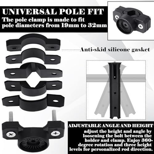 Seenelling Fishing Rod Holder for Bike Rack Pole Mount Rotatable Fishing Chair Pole Holders with Clamp for Boat Bicycle Motorcycle Kayak Cart - color: black