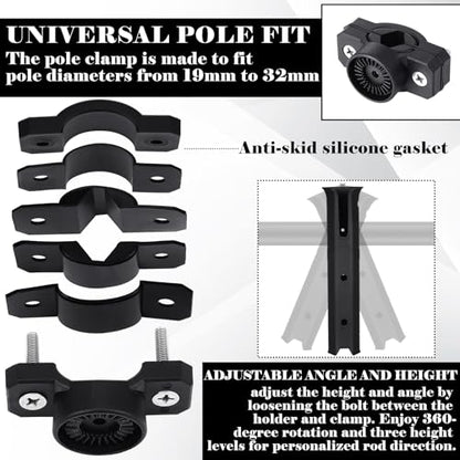 Seenelling Fishing Rod Holder for Bike Rack Pole Mount Rotatable Fishing Chair Pole Holders with Clamp for Boat Bicycle Motorcycle Kayak Cart - color: black