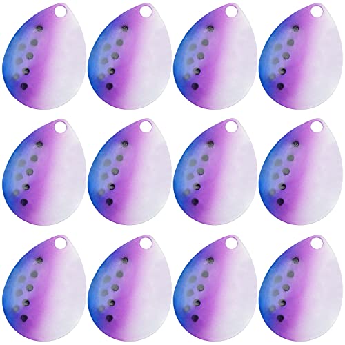 35pcs Fishing Spinner Blades Colorful Colorado Blades Kit Lure Making Supplies Easy Spin Fishing Spoons for DIY Inline Spinner Spinnerbaits Walleye Rig Freshwater Saltwater - color: Purple & White