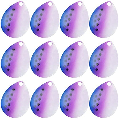 35pcs Fishing Spinner Blades Colorful Colorado Blades Kit Lure Making Supplies Easy Spin Fishing Spoons for DIY Inline Spinner Spinnerbaits Walleye Rig Freshwater Saltwater - color: Purple & White