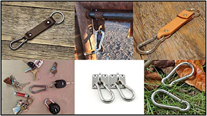 Black & Silver Zinc-Galvanized Heavy Duty Bushcraft Carabiner Spring Snap Clip Link Hooks 200-500lb Load 2, 6 & 12 Packs - color: 8cm (3.15in) Silver 2 Pack