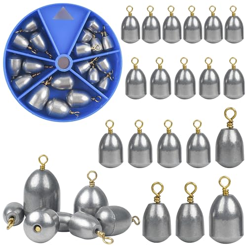 Fishing Weights Sinkers Kit,19/52pcs Bass Casting Sinkers Weights Bell Sinkers Assorted Iron Fishing Weights Drop Catfish Sinkers Weights for Saltwater Freshwater Fishing - style: 19pcs Kit