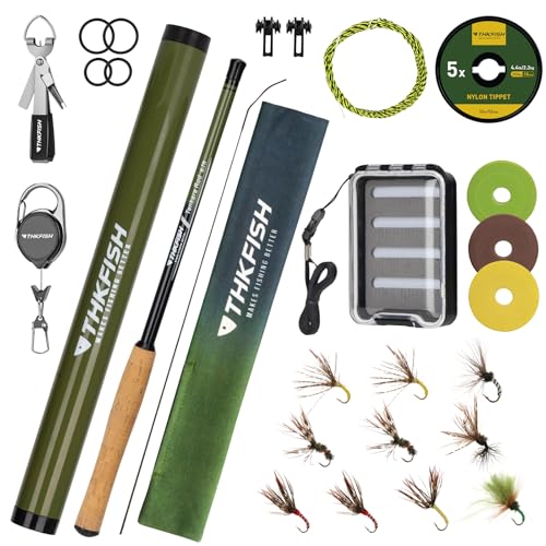 THKFISH Tenkara Fly Fishing Rod Kit 8.7ft/10.6ft/11.6ft 24T Carbon Fiber Telescopic Fly Fishing Combo Kit with Carrying Case Fishing Line and Flyfishing Lure for Streams, Trout, Bass, Salmon - size: 8.7 FT ROD KIT