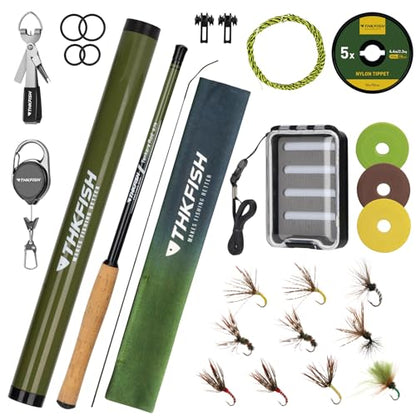THKFISH Tenkara Fly Fishing Rod Kit 8.7ft/10.6ft/11.6ft 24T Carbon Fiber Telescopic Fly Fishing Combo Kit with Carrying Case Fishing Line and Flyfishing Lure for Streams, Trout, Bass, Salmon - size: 8.7 FT ROD KIT