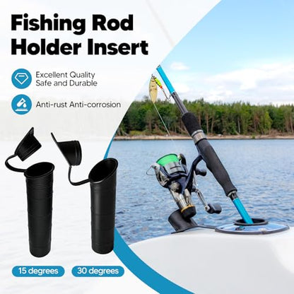 Amagogo Boat Fishing Rod Holder, Black Plastic, Fishing Rod Holders, Rod Holder, Fishing, Middle height: 19.5cm/7.68inch, Outer diameter: 4.84cm/1.91inch, Inner diameter: 4.2cm/1.65inch