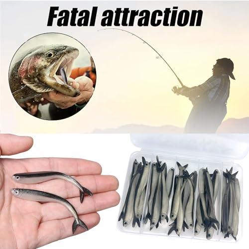 Fishing Soft Plastic Lures, Paddle Tail Swim Baits for Bass Fishing,Paddle Tail Swimbaits for for Bass Trout Walleye Lures, 30/50pcs Soft Plastic Baits with Box - color: D:3.15in/0.07oz-30pcs