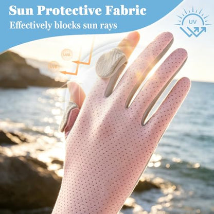 MiOYOOW Sun Protection Glove, 2PCS Fingerless Fishing Gloves Breathable Mesh Gloves with Non-Slip Silicone Palm for Men Women Driving Cycling - color: Light Gray, style: Women'S