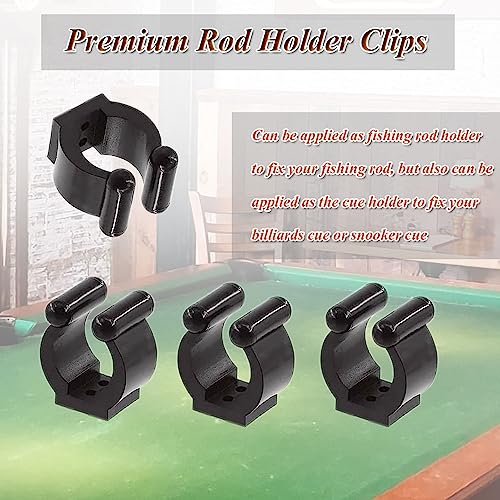 Pool Cue Holder, 10 Pieces Plastic Fishing Pole Rod Holder Clips - Black Pool Stick Holder Billiards Cue Stick Holder Clips for Wall Snooker Cue Locating Clips (10pcs black)