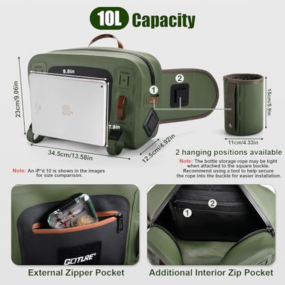 Goture Waterproof Fishing Waist Pack,IPX8 840D TPU Large Tackle Bag with Rod Holder,Airtight Zipper Closure,Detachable Water Bottle Holder, 10L Fly Fishing Bag with Adjustable Strap,Sling Fanny Pack - color: B1:10L Green Waterproof Tackle Bag