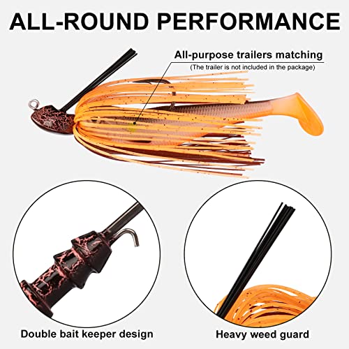 TRUSCEND Jigs Fishing Lures with Ultra Smooth Teflon Hook, Tour Grade Titanium Weed Guard Swim Jigs, Valuable Weedless Skirted Jig, Well-Made Lures for Crappie Bass Trout, Freshwater Fishing Gear - color: C2-1/2oz