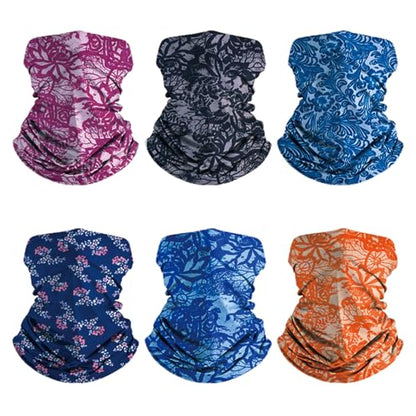 6-Pack Balaclava Face Mask for Men & Women - UV Protection Neck Gaiter, Multi-Use Cycling Mask & Breathable Headband - color: Blue