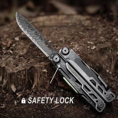 GrandHarvest Multitool, 25-in-1 Spring Loaded Pliers Multi Tool, Each Tools with Safety Lock-Stainless Steel Multi-Tool, Propylene Sheath, Survival Gear for Camping, Hiking, Multi Plier, Pocket Knife