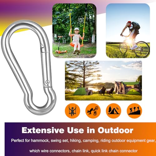 40PCS M4 Heavy Duty Carabiner Clip, 1.57Inch Snap Hook Quick Link Small Carabiner Clips,Spring Link Buckle for Fishing Camping Hammock Dog Leashes-110LBS Holding Capacity (Silver) - color: Silver, size: 40PCS-M4