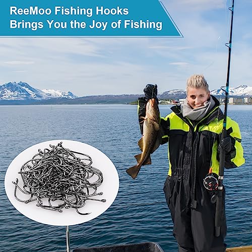 500PCS/100PCS ReeMoo Premium Fishing Hooks, 10 Sizes/4 Sizes Carbon Steel Fishing Hooks W/Portable Plastic Box, Strong Sharp Fish Hook with Barbs for Freshwater/Seawater - style: 500pcs