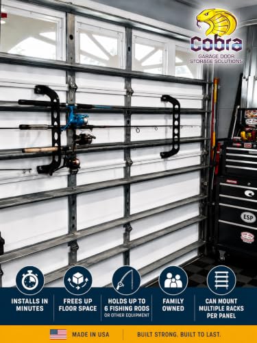 Cobra Storage Garage Door Storage Rack, 18" Black ABS Plastic Fishing Rod Holder, Ultimate Organization for Fishing Gear and Equipment, Garage Storage System - size: 18 inch