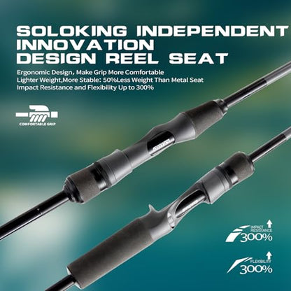 Soloking Tusking Air Ultra-Light BFS Stream Fishing Rod 2PCS Spinning&Casting Spiral Cross Carbon Technology, High Sensitivity, Ergonomic Reel Seat Design for Stream/Trout/Bass Fishing - size: Spin/6'/L/Fast