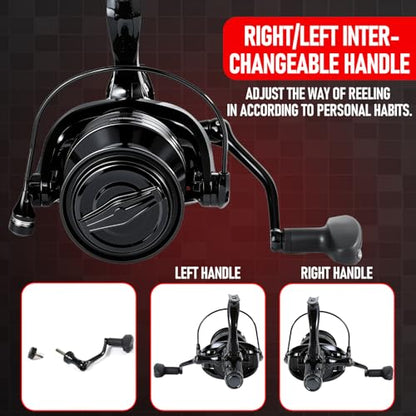 Sougayilang Free Spool Spinning Reel – 30LB Drag, 4.9:1 Gear Ratio, 9+1 Bearings, CNC Aluminum Spool, Large Line Capacity for Surf, Offshore, Catfish, Shark, Redfish - size: SSY9000