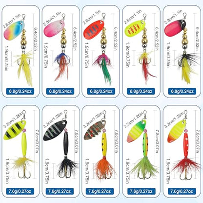 Fishing Lures Spinnerbait Kit Rooster Bait Tail Fishing Lures Inline Spinner Baits Bass Salmon Trout Spoon Hard Metal Spinnerbaits for Saltwater Freshwater - style: 10pcs Spinnerbaits-d