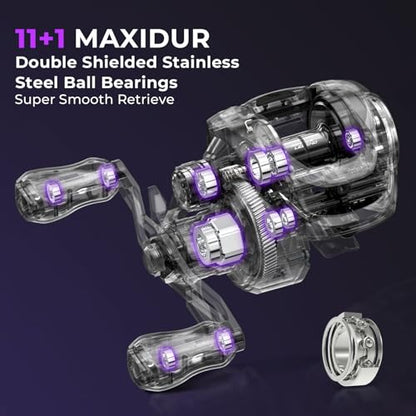 KastKing Royale Legend Pro Baitcasting Reels - AutoMag Dual Braking System Fishing Reel, Arch Resistance Control, 16 Lbs Carbon Drag, 5.5oz Lightweight, 8.0:1 Gear Ratio, 11 + 1 Stainless Steel BB - color: Left Handed-8.0:1