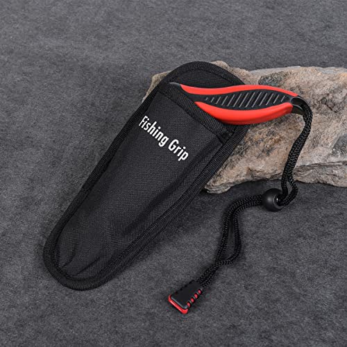 Pistol Grip Stainless Steel Fish Lip Gripper, Portable Handheld Fish Lip Clip with Lanyard, Freshwater Saltwater Fishing Fish Holder for Anglers (Red)