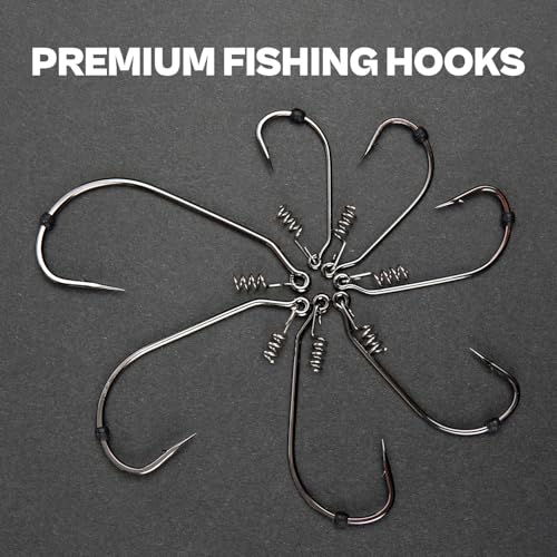 Weedless Swimbait Hooks with Screw Lock & Bait Stopper- 1/0 2/0 3/0 4/0 5/0 6/0 7/0 Sizes Worms Hooks for Bass Fishing - size: 1/0 - 40Pack