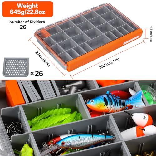 Sougayilang Waterproof Tackle Box,Plastic Box-2packs,Waterproof 3700 Tackle Trays,Fishing Plastic Box Organizer With Removable Dividers,Fishing Tackle Storage.