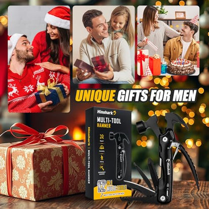 Gifts for Men 12 in 1 Hammer Multitool, Anniversary Birthday Gifts for Men Dad Husband Him Grandpa, Unique Gift for Dad Who Have Everything, Camping Essentials Cool Gadgets Tools