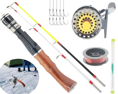 Ice Fishing Rod and Reel Combo Ice Fishing Gear for Freshwater Saltwater - style: Round Wheel Reel Comb