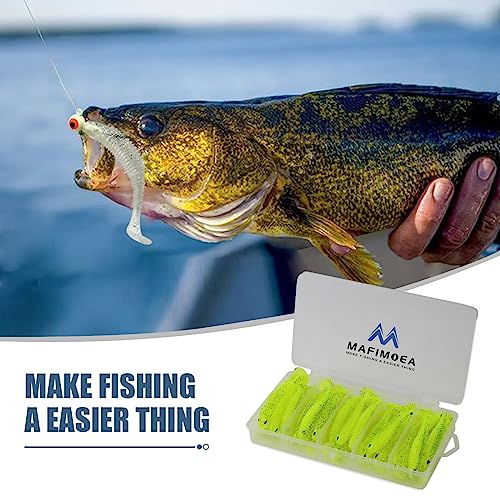 MAFIMOEA 40/30/25Pcs Paddle Tail Swim Baits Lures Fishing Soft Plastic Lure Kit for Bass Trout Walleye Crappie 6.5cm 7.5cm 10.5cm - color: Yellow, size: 3.15IN/8CM - 30PCS