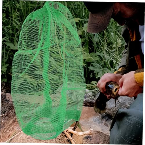 SUPVOX Portable Nylon Fishing Net Bag with Drawstring, 100x60cm Collapsible Fish Keeper Net for Outdoor Live Fish Storage and Crab Catching