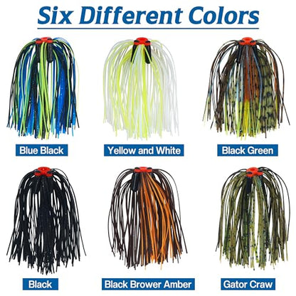 Silicone Spinnerbait Skirts Replacement Jig Skirts Kit with Tube Rattles, 12/18/24 Bundles DIY Fishing Lures Buzzbait Spoon Blade Squid Jig Fly Tying Material - size: 6pcs