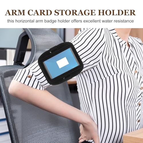 Waterproof Horizontal Security Arm Badge Holder with Strap, Fishing License Id Card Holder for Outdoor Workplaces and Team Identification