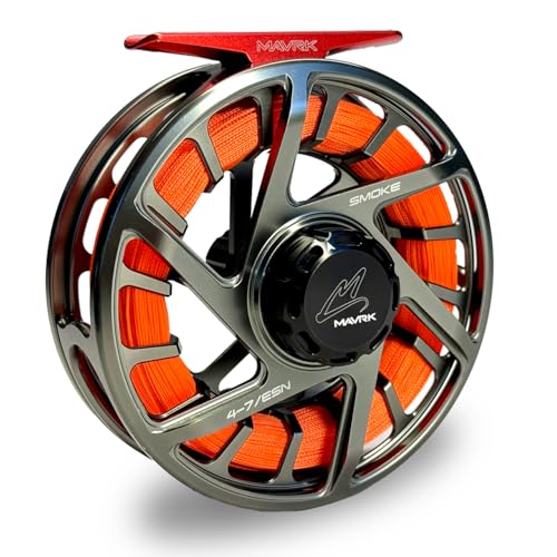 MAVRK USA Fly Fishing Reel | Large Arbor Closed Cage & Micro Reels | Euro Nymph & Floating Line | Ultra Lightweight, High Capacity, CNC Machined, Smooth Drag System - style: Smoke Euro Nymph/Floating 4/7