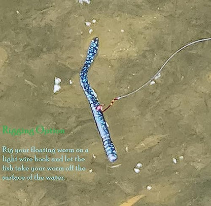 Floating Worm 10 Per Pack 6 Inch Scented Bass, Walleye and More - color: Green Pumpkin