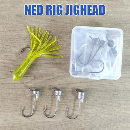 Eupheng Tube Baits for Bass Fishing, Soft Plastic Bait Worm Tube Jig Kit Tube Worms with Tube Jig Heads for Lake Trout Smallmouth Largemouth Bass - size: 3/16oz-15PCS