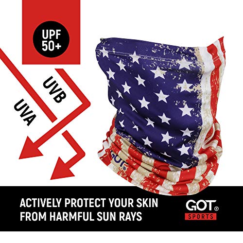 UPF 50+ Fishing Neck Gaiter - UV Face Mask Sun Protection for Men Women | Moisture-Wicking, Quick-Drying, Built-in SPF, UVA/UVB Blocking, Hunting Camo Design, Versatile Headwear - color: Old Glory American Flag