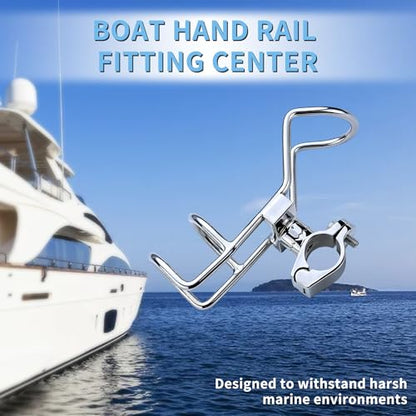 Fishing Rod Holder 316 Stainless Steel Rod Holder for Boat, 360° Adjustable Clamp On for 1" 1‑1/4" (25/32mm) Rail, Heavy Duty Rail Mount for Boat Yacht Kayak（2Pcs）