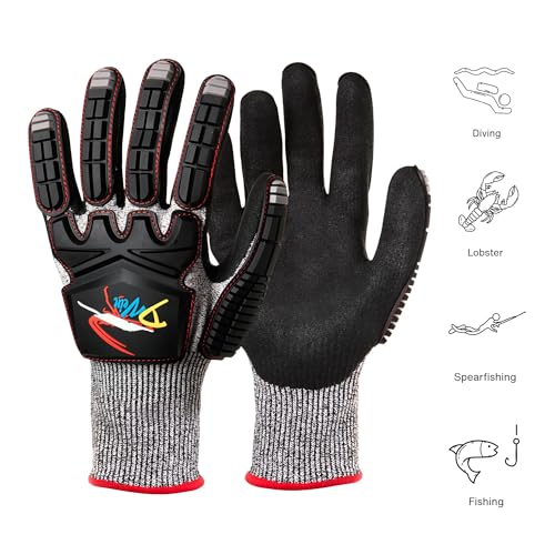 D Vein Lobster Diving Gloves, Cut & Puncture Resistant for Spearfishing - size: X-Large