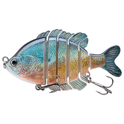 BASSDASH SwimPanfish Multi Jointed Panfish Bluegill Swimbaits Hard Topwater Bass Lures Fishing Lure Crank Saltwater 3.5in/0.85oz - color: Redbreast Sunfish