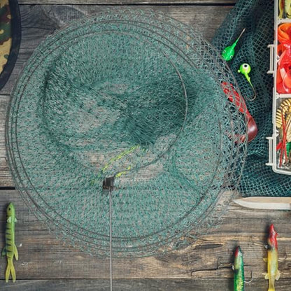 LIOOBO Collapsible Foldable Fishing Net Trap with 5-Layer Mesh 130cm for Outdoor Crab Shrimp Bait Catching and Fish Keeping Accessory