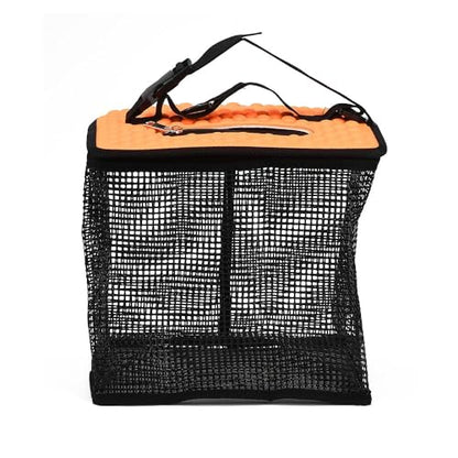 XhuangTech Floating Fishing Basket, Collapsible Fish Basket Portable Fishing Net Storage Cage for Live Caught Fish, Foldable Rubber Coated Bait Minnow Bucket 3.5/10 Gallons Live Well, Orange - size: Small
