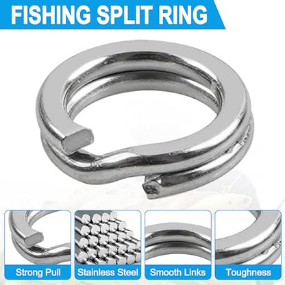 Fishing Treble Hooks Kit,190pcs High Carbon Steel Strong Sharp Treble Hooks Round Bend with Split Rings Triple Hook for Lures Baits Saltwater Freshwater Fishing Gear - color: Black Mixed